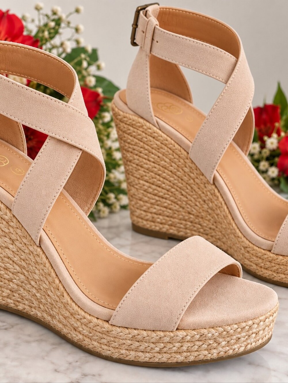 Women's Nude Espadrille Wedge Sandals - Classic Summer Platform